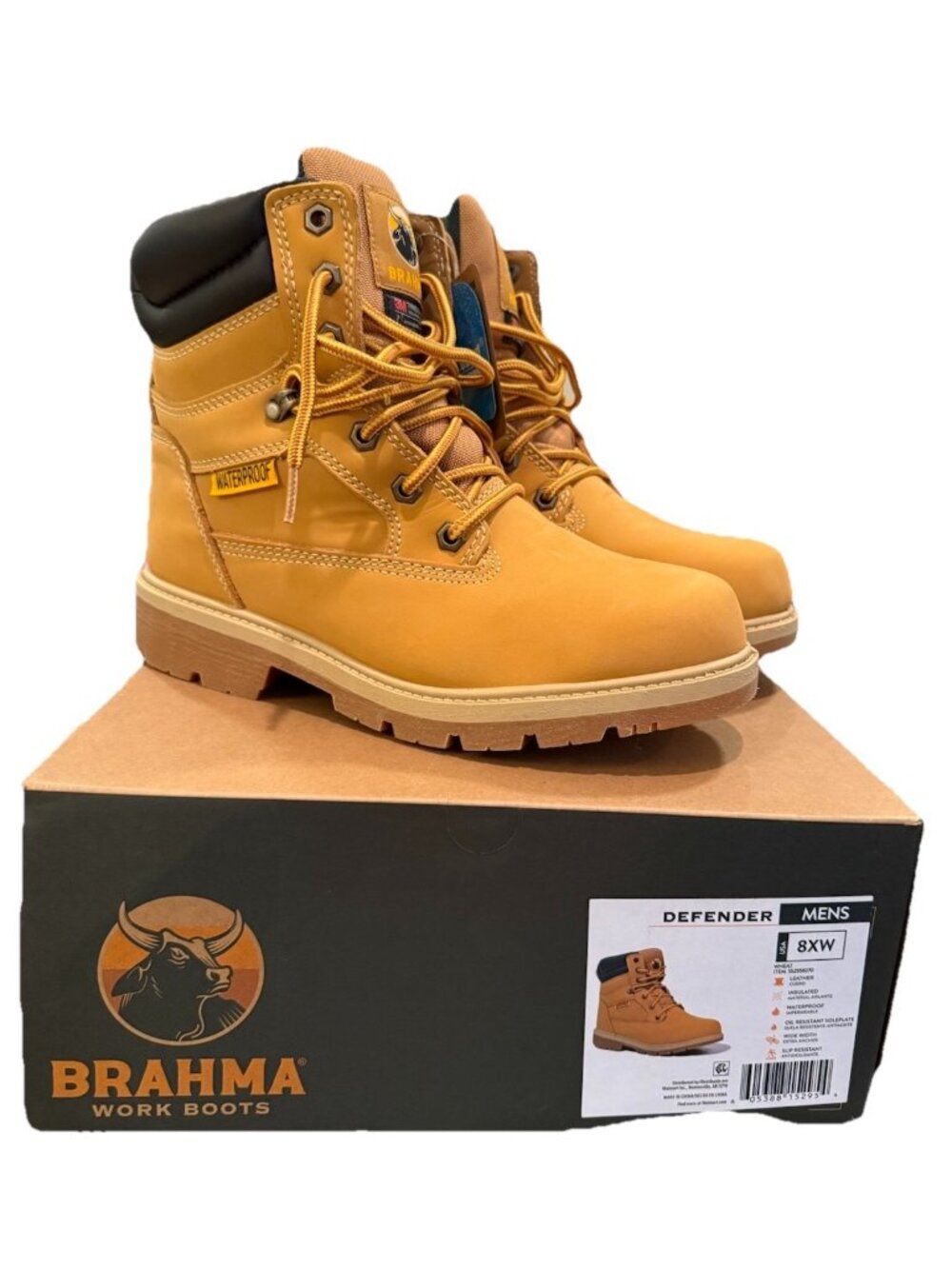 Brahma Men's 8 XW Defender Waterproof Soft Toe Work Leather Boots 8XW X-WIDE